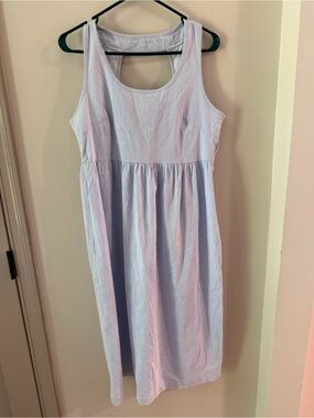 Lemmie for Nina Leonard light blue pinstriped sleeveless midi dress size 10